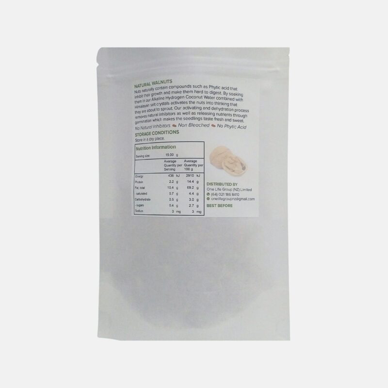 Freshly Activated Walnut Halves 2 Freshly activated walnut halves in resealable pack - mild, sweet, and crunchy