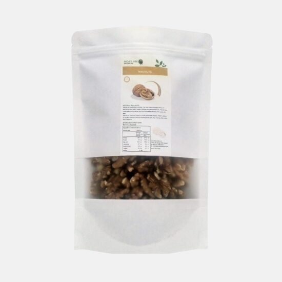 Natural walnut halves in resealable pack - antioxidant-rich snack for baking and salads