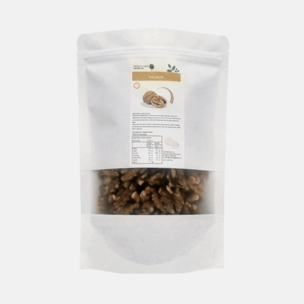Natural walnut halves in resealable pack - antioxidant-rich snack for baking and salads