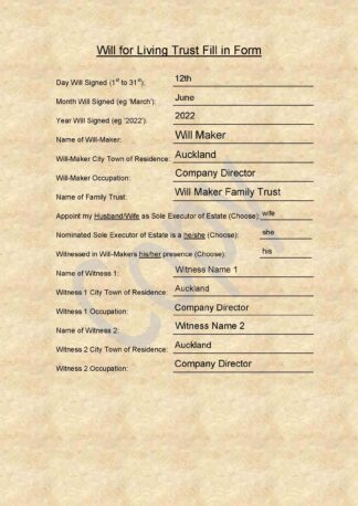 Will for Living Trust