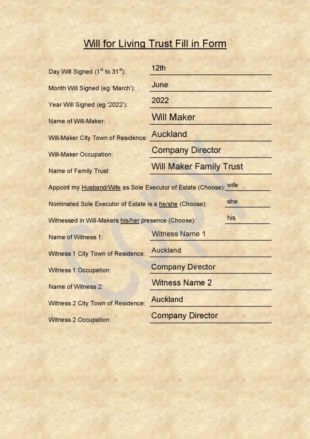 NZ Will & Living Trust upgrade Kit Moas Ark Natural Products