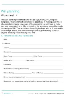 Will Planning Worksheet