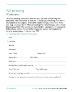Will Planning Worksheet