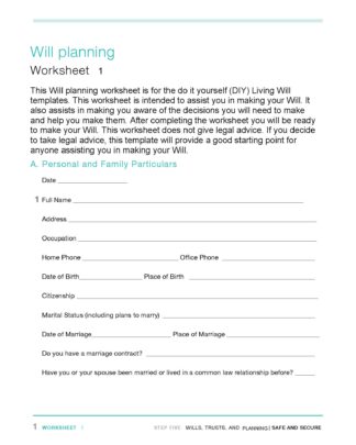 Will Planning Worksheet