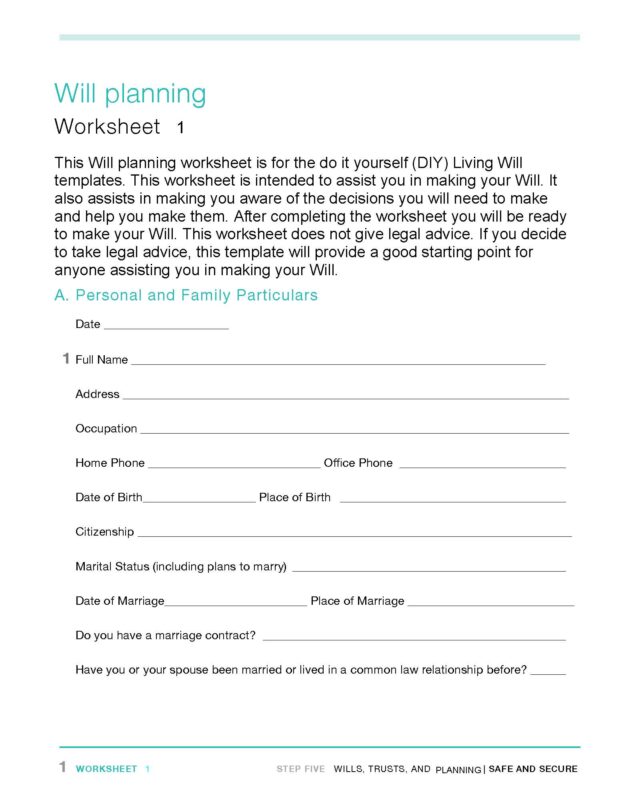Will Planning Worksheet – Moas Ark Natural Health