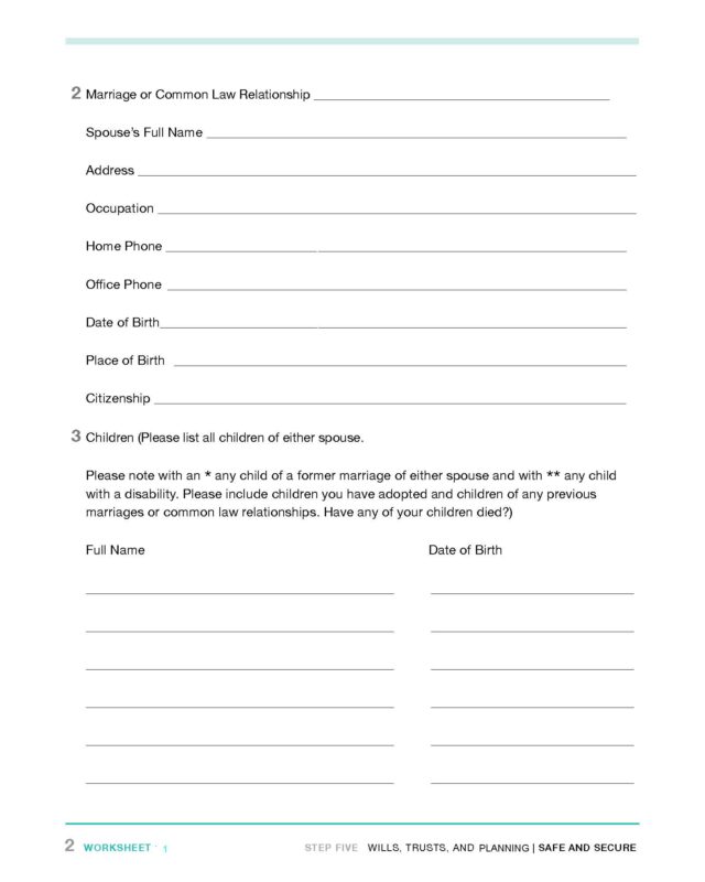 Will Planning Worksheet – Moas Ark Natural Health