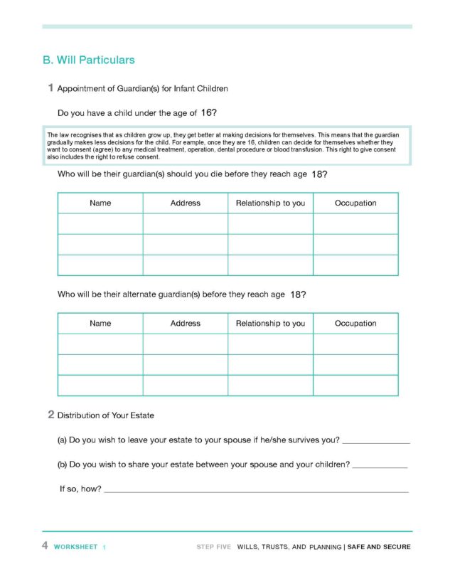 Will Planning Worksheet – Moas Ark Natural Health