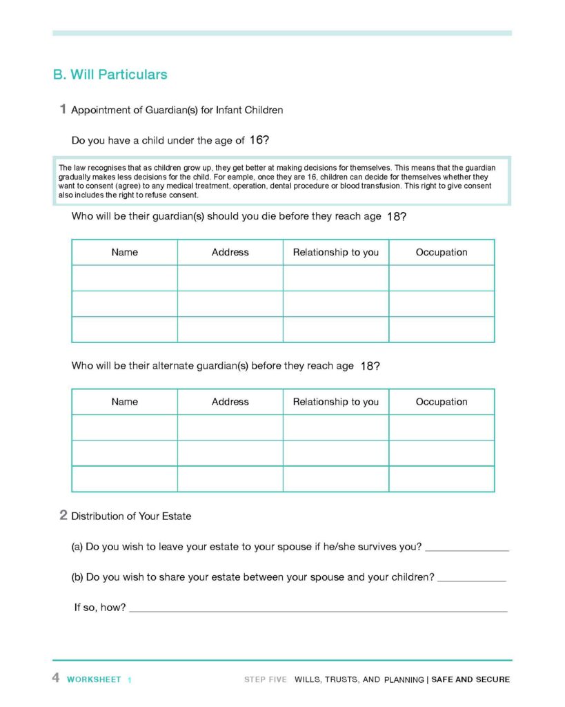 Will Planning Worksheet – Moas Ark Natural Health