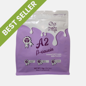 Resealable bag of A2 milk powder – creamy, digestible dairy alternative Front Label Best Seller