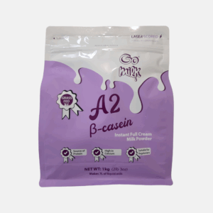 Resealable bag of A2 milk powder – creamy, digestible dairy alternative Front Label