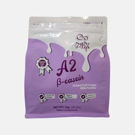 Resealable bag of A2 milk powder – creamy, digestible dairy alternative Front Label